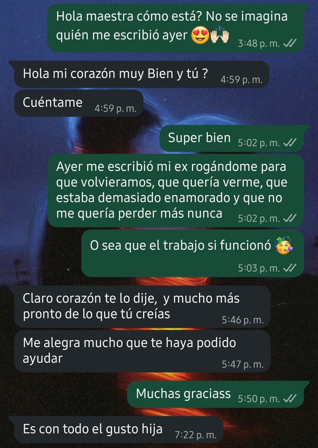 Testimonio por WhatsApp: su ex le escribió rogándole que volvieran
